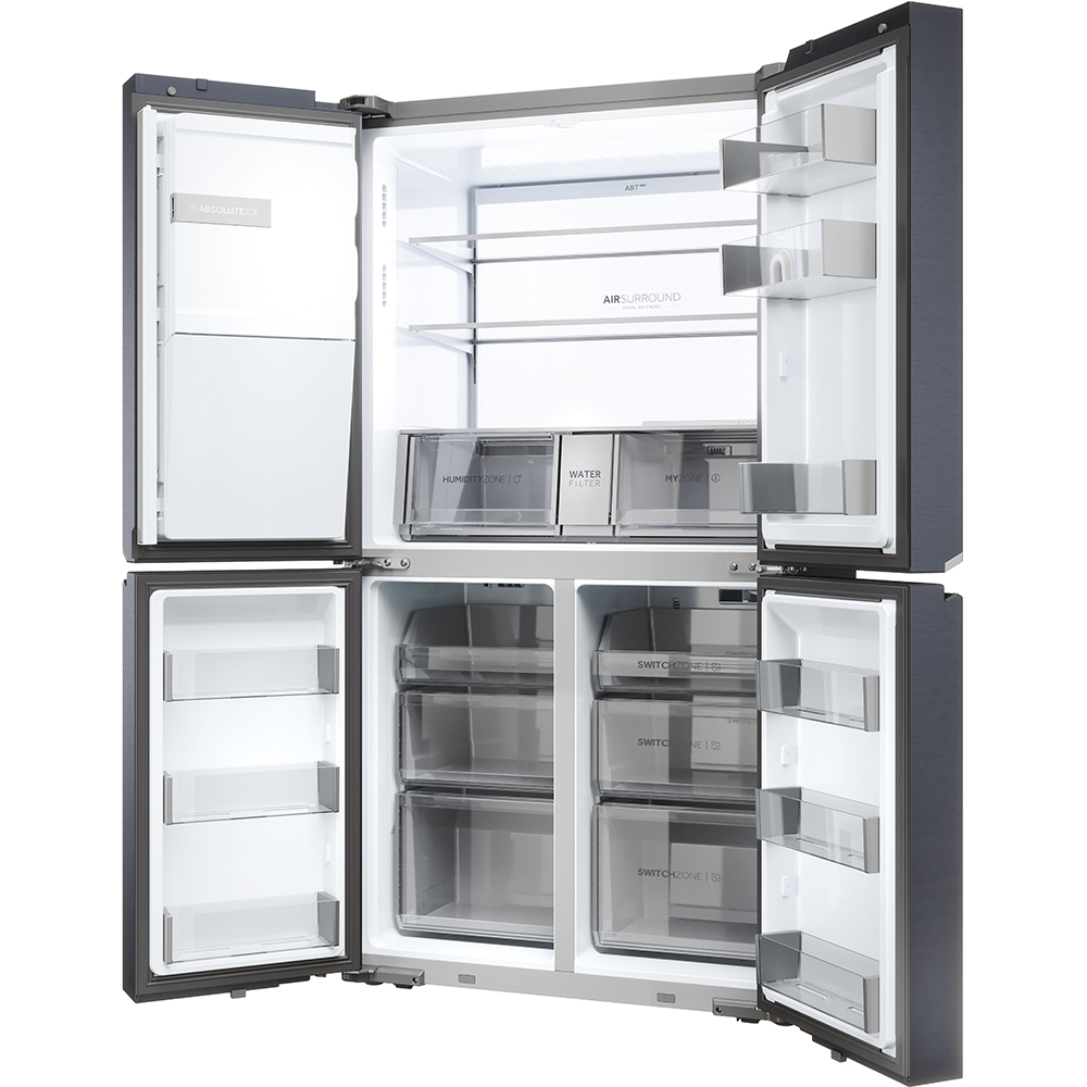 Side by Side HAIER HCR7918EIMB, No Frost, 601 l, H 177 cm, Clasa E, Dozator apa, negru