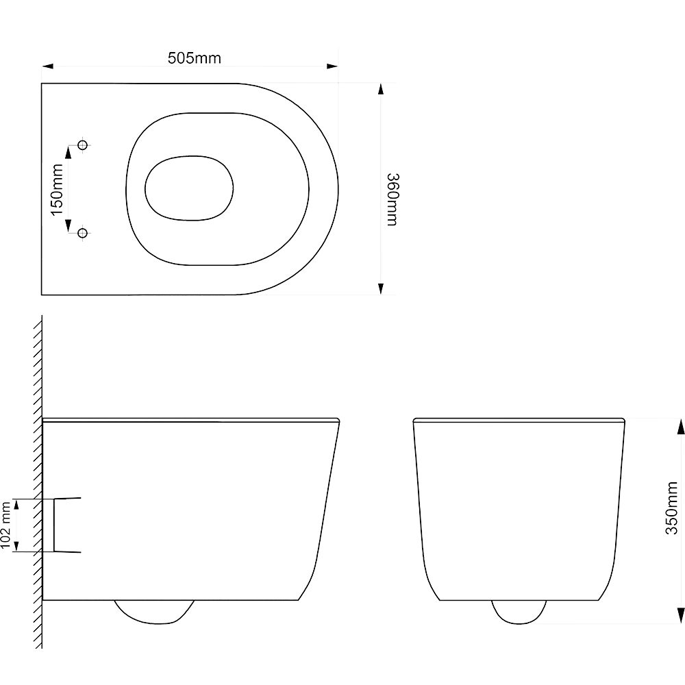 Vas WC suspendat GOODHOME Luvia HDC789RWH, ceramica, 36 x 50.5 x 35 cm, capac SoftClose, alb