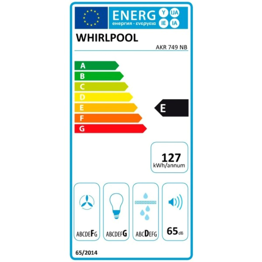 Hota incorporabila telescopica WHIRLPOOL AKR 749 NB, 1 motor, 336 m3/h, L 60 cm, negru