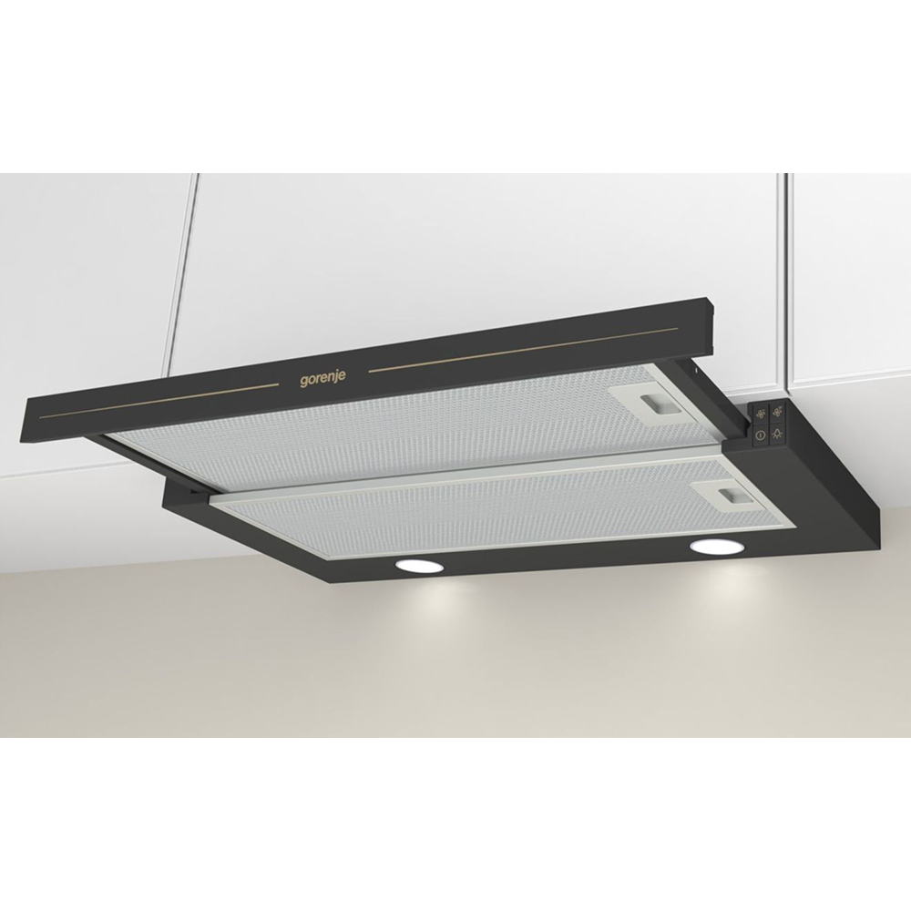 Hota incorporabila telescopica GORENJE BHP62CLB, 1 motor, 435 m3/h, L 60 cm, negru