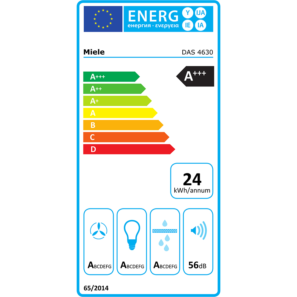 Hota incorporabila MIELE DAS 4630, 1 motor, 720 m3/h, L 60 cm, negru obsidian