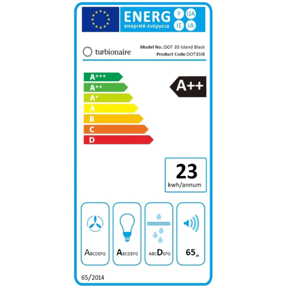 Hota insula TURBIONAIRE Dot 35 IB, 1 motor, 650 m3/h, L 38 cm, negru