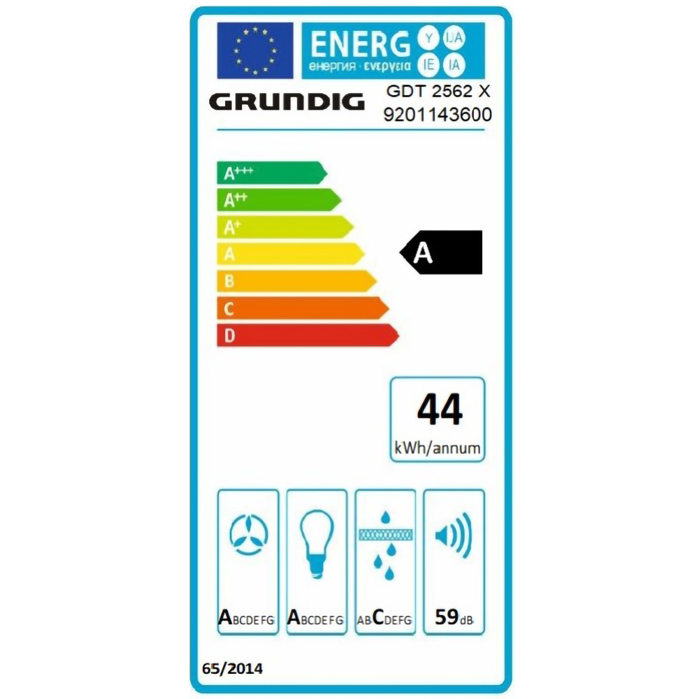 Hota incorporabila telescopica GRUNDIG GDT2562X, 1 motor, 659 m3/h, L 60 cm, inox