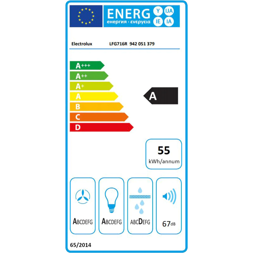 Hota incorporabila ELECTROLUX LFG716R, 1 motor, 700 m3/h, L 54 cm, negru