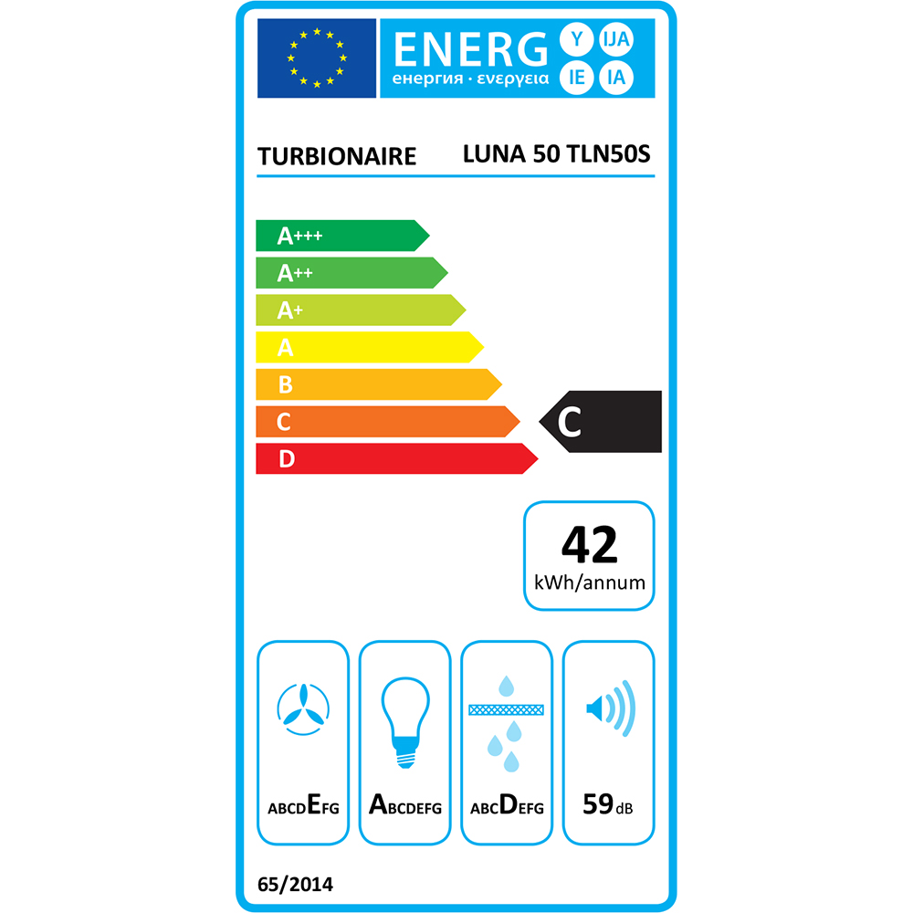 Hota incorporabila TURBIONAIRE Amira 50 S TAM50S, 1 motor, 476 m3/h, L 52 cm, argintiu