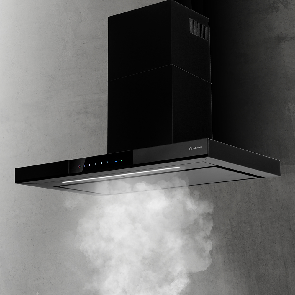 Hota decorativa TURBIONAIRE Elva 90 WB TEV90WB, 1 motor, 692 m3/h, L 90 cm, negru