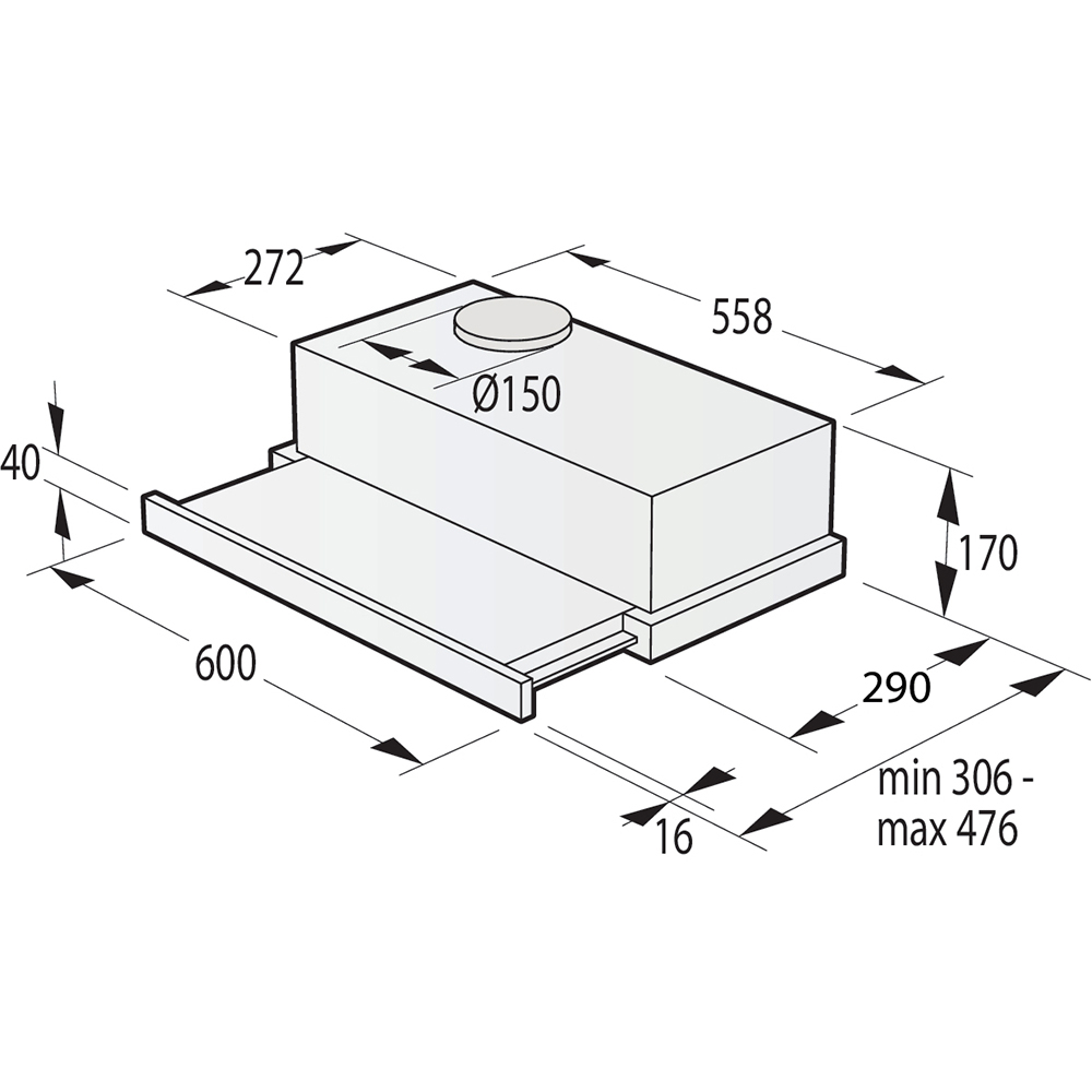 Hota incorporabila GORENJE TH62E3X, 1 motor, 350 m3/h, L 60 cm, inox