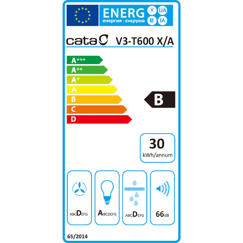 Hota decorativa CATA V3-T600 X, 1 motor, 335 m3/h, L 60 cm, inox