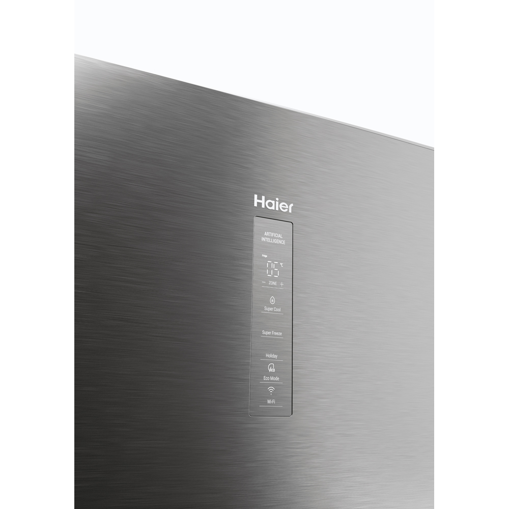 Combina frigorifica HAIER HTW5618DNMG, Total No Frost, 360 l, H 185 cm, Clasa D, Wi-Fi, inox