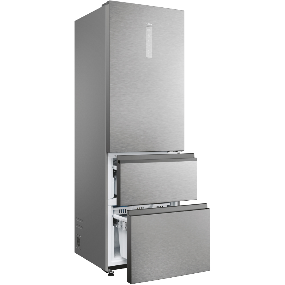 Combina frigorifica HAIER HTW5618DNMG, Total No Frost, 360 l, H 185 cm, Clasa D, Wi-Fi, inox
