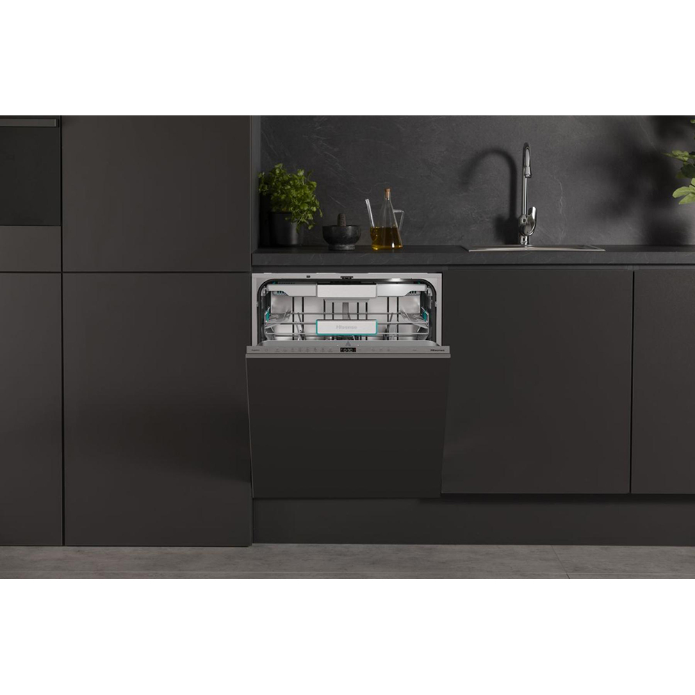 Masina de spalat vase incorporabila HISENSE HV693A65AD, 16 seturi, 7 programe, 60 cm, Clasa A, Wi-Fi, panou comanda argintiu