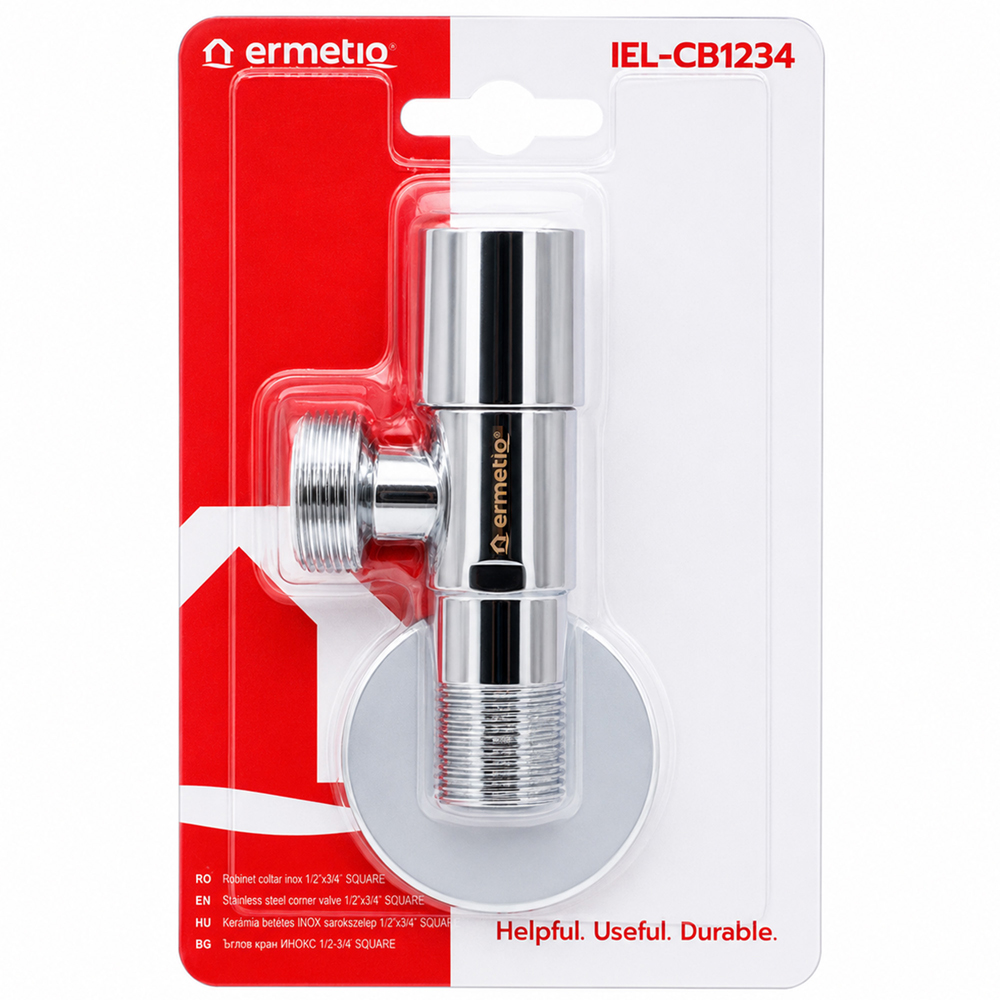 Robinet coltar EVERLINE IEL-CB1234, 1/2" x 3.4", inox, argintiu