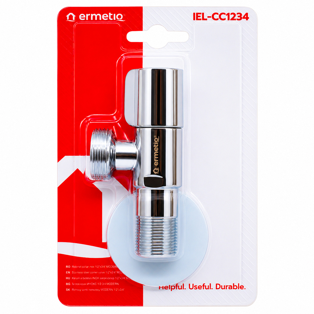 Robinet coltar EVERLINE IEL-CC1234, 1/2" x 3.4", inox, argintiu
