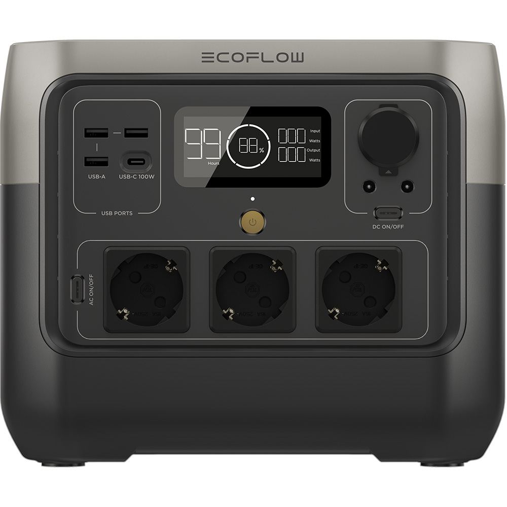 Statie Incarcare ECOFLOW River 2 Pro, 768Wh, 800W, USB A, USB C, Schuko, negru