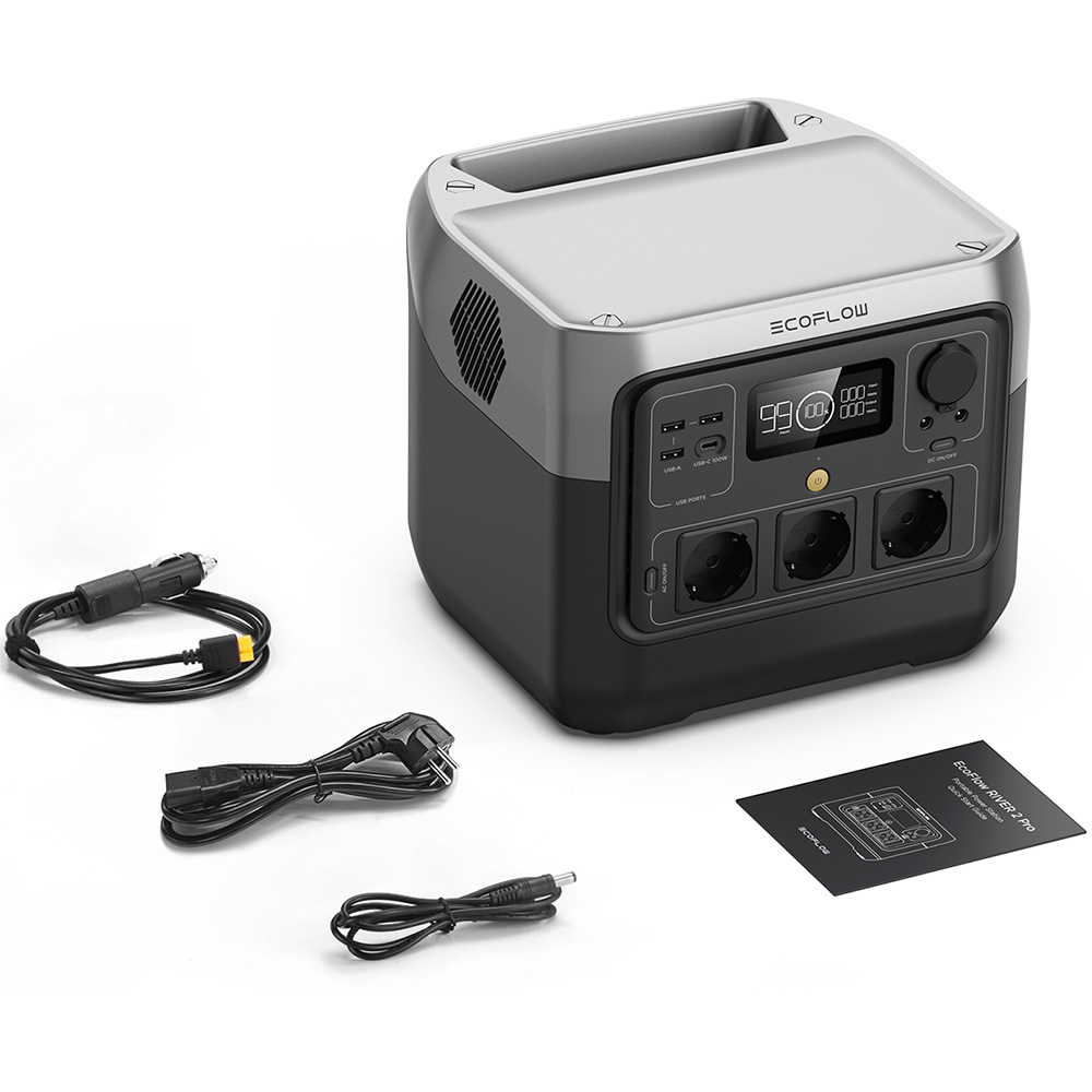 Statie Incarcare ECOFLOW River 2 Pro, 768Wh, 800W, USB A, USB C, Schuko, negru