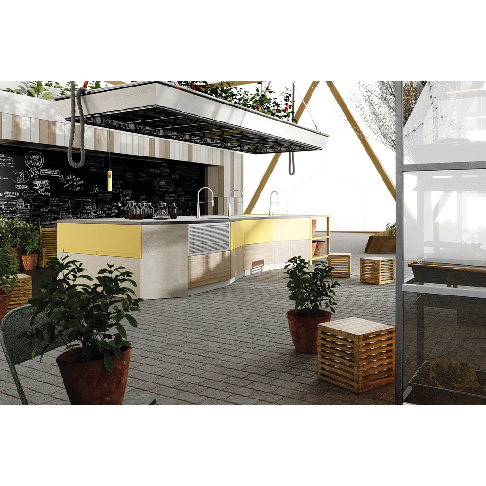 Blat bucatarie KRONOSPAN Black Concrete 205 RS, PAL, 304 x 60 x 2.8 cm, gri antracit