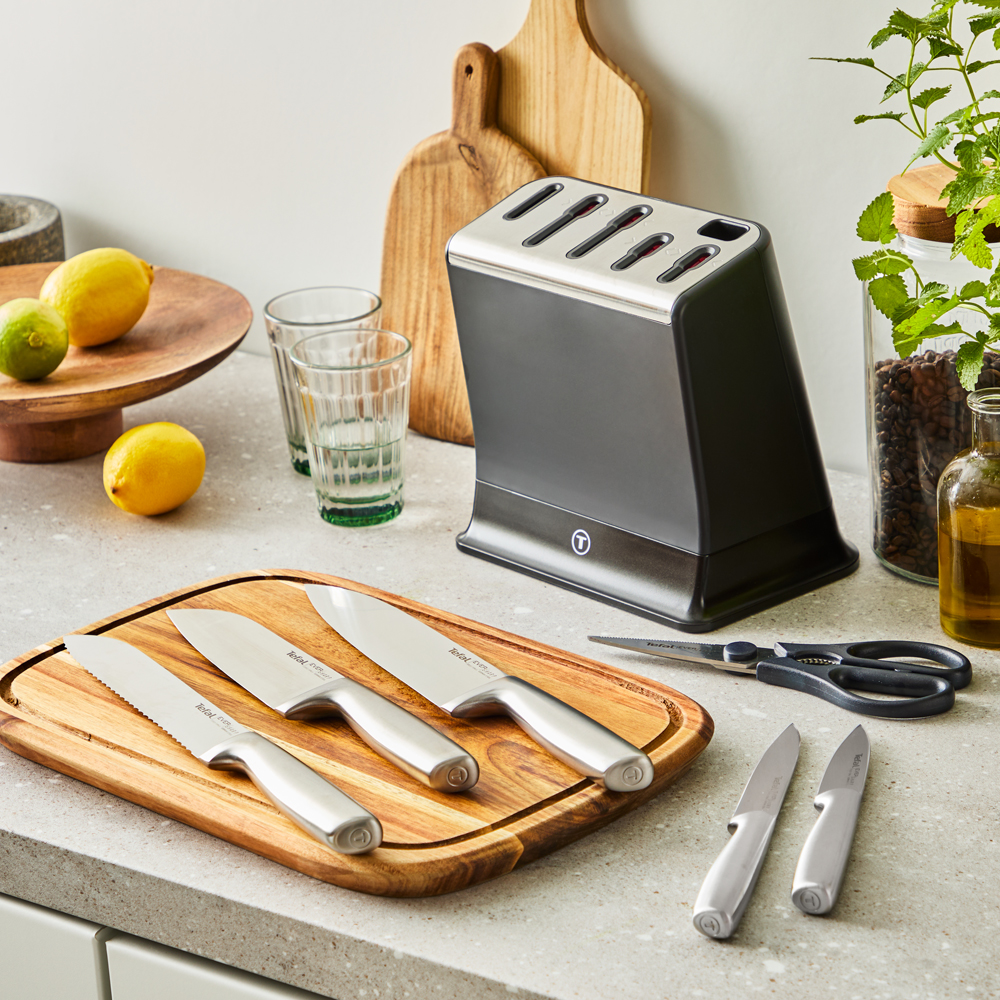 Set cutite TEFAL Eversharp Pro K2977S44, 6 piese, inox, argintiu