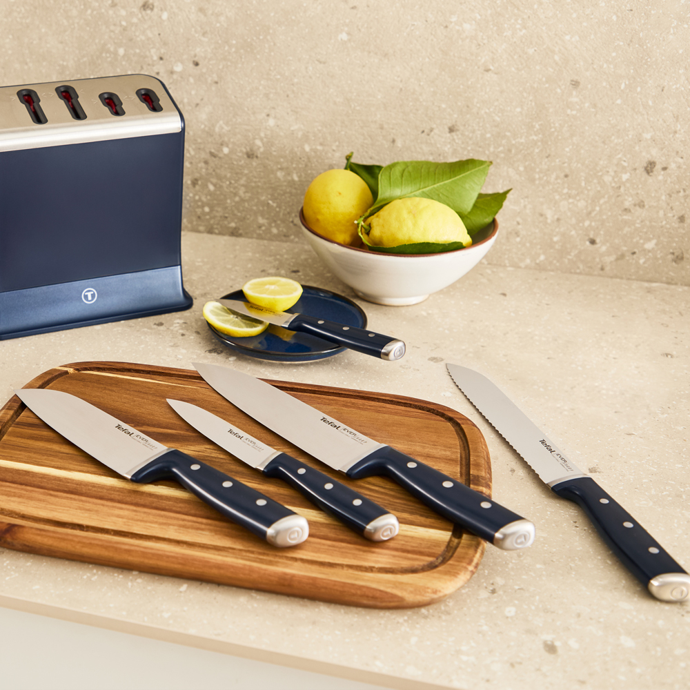 Set cutite TEFAL EverSharp Pro K297S644, 5 piese, inox, negru