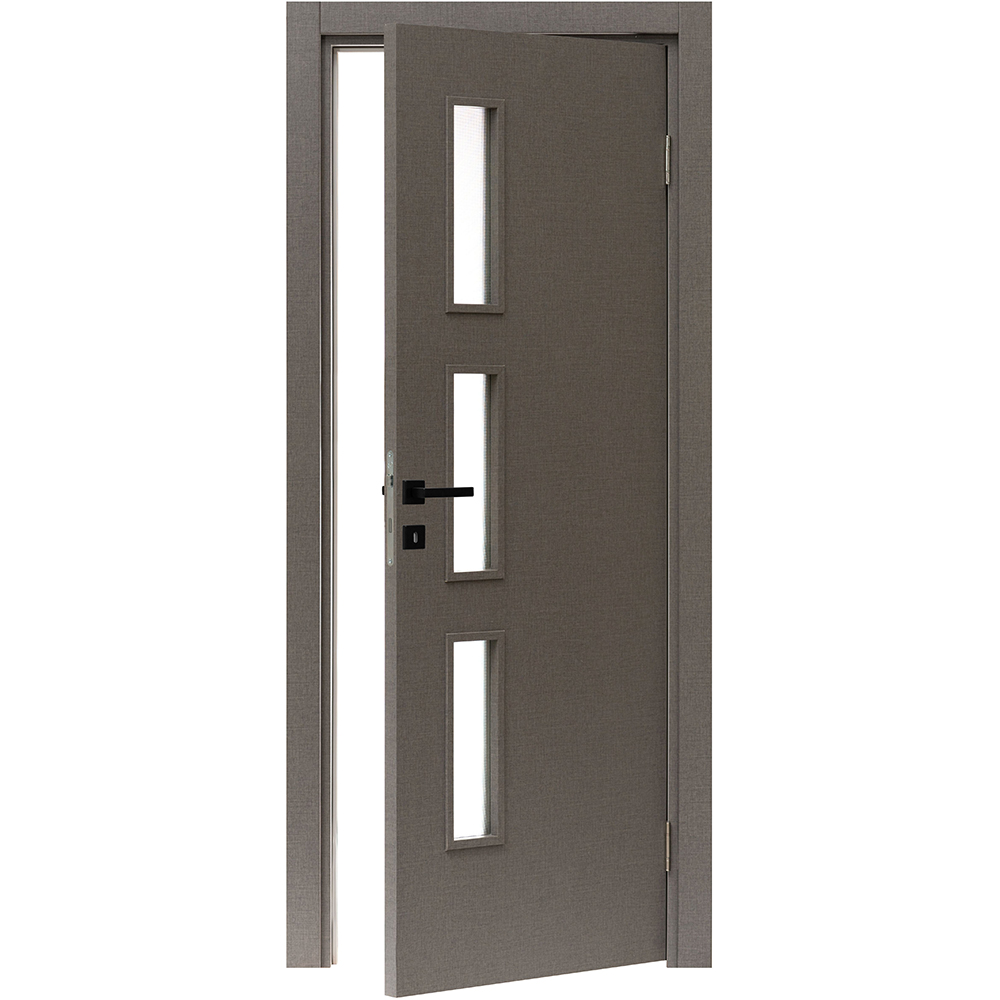 Usa interior Karpat Solo, cu geam, reversibila, MDF, 88 x 203 cm, gri twist