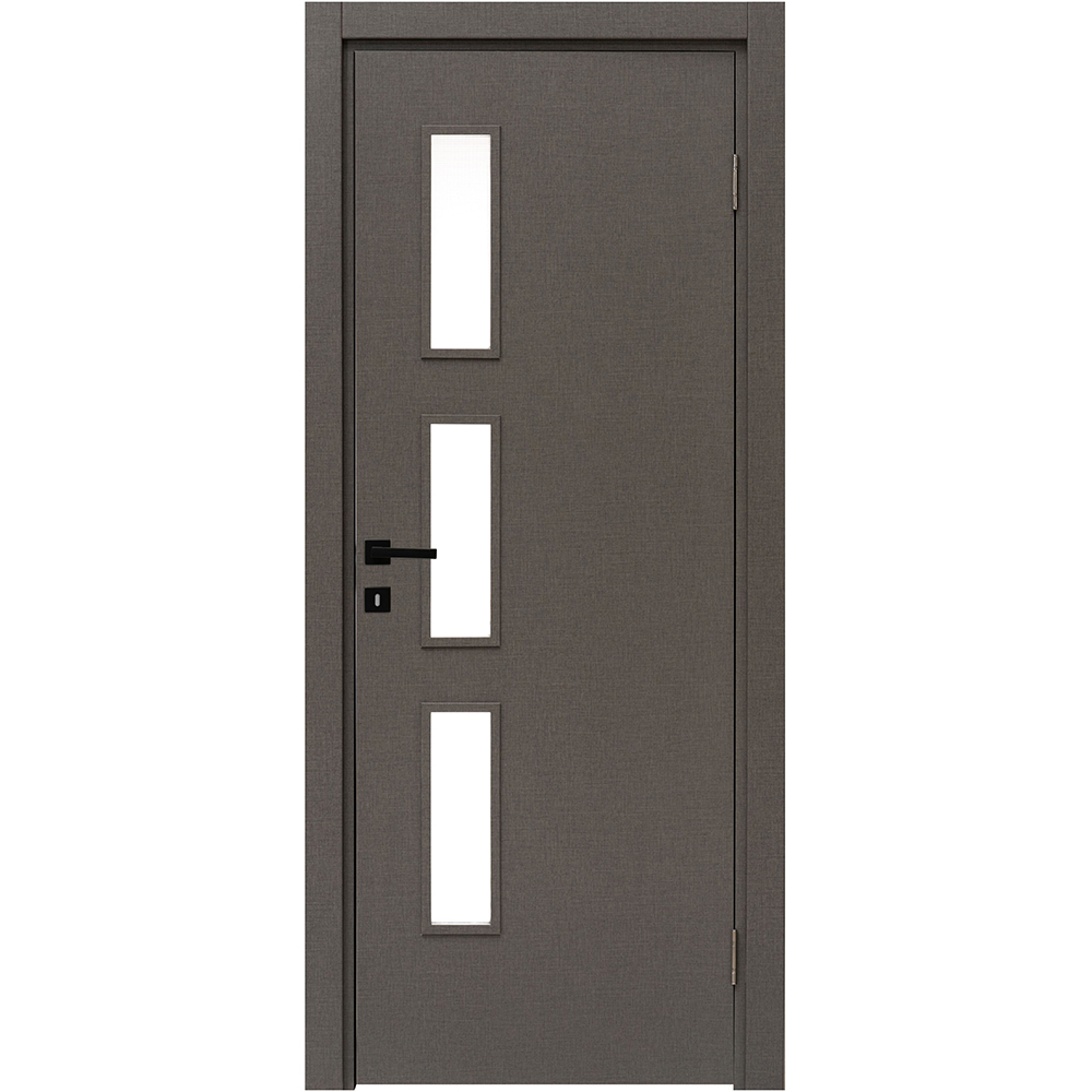 Usa interior Karpat Solo, cu geam, reversibila, MDF, 88 x 203 cm, gri twist