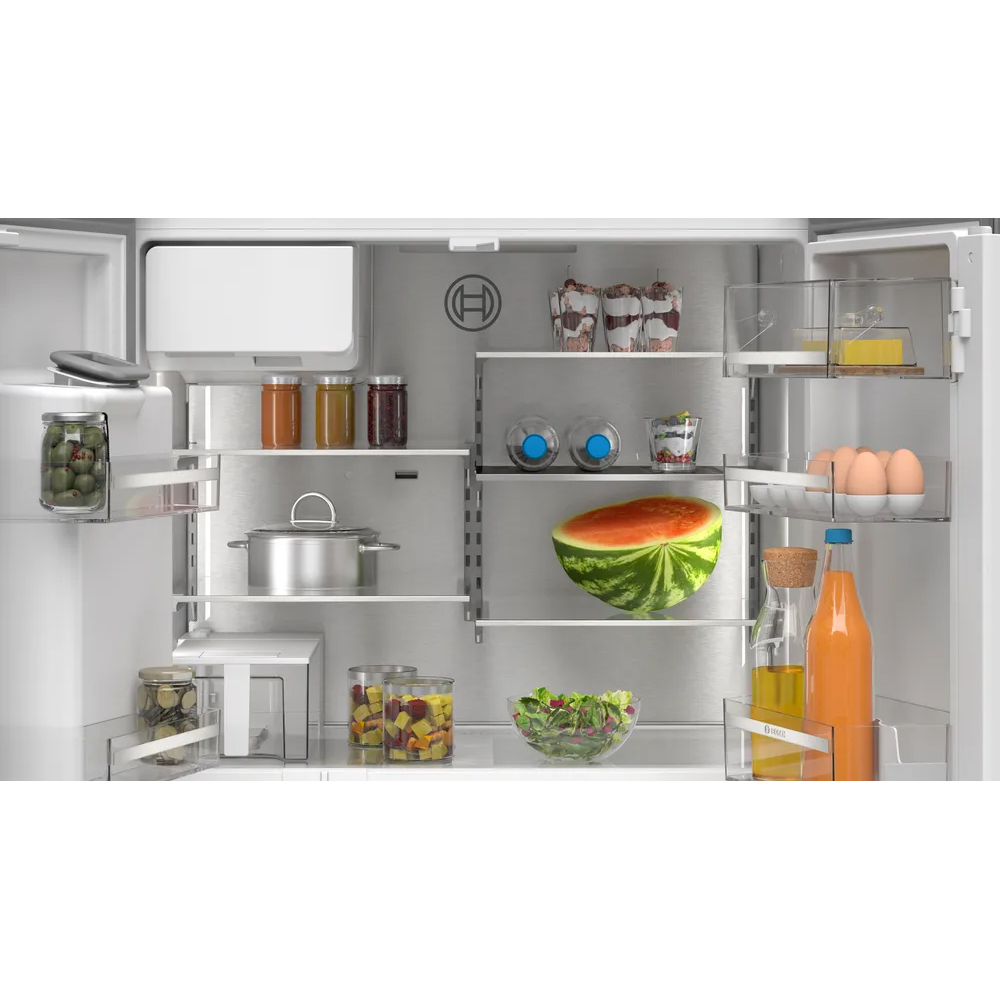 Side by Side BOSCH KFI96AXEA, Total No Frost, 574 l, H 183 cm, Clasa E, Dozator apa, dark inox
