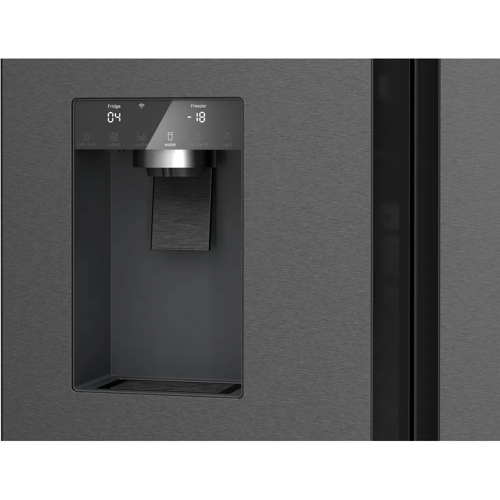 Side by Side BOSCH KFI96AXEA, Total No Frost, 574 l, H 183 cm, Clasa E, Dozator apa, dark inox