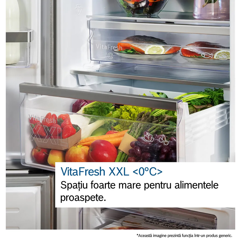 Side by Side BOSCH KFI96AXEA, Total No Frost, 574 l, H 183 cm, Clasa E, Dozator apa, dark inox