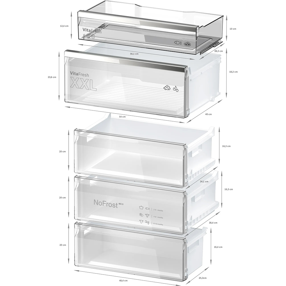 Combina frigorifica BOSCH KGN49AIBT, No Frost, 440 l, H 203 cm, Clasa B, inox