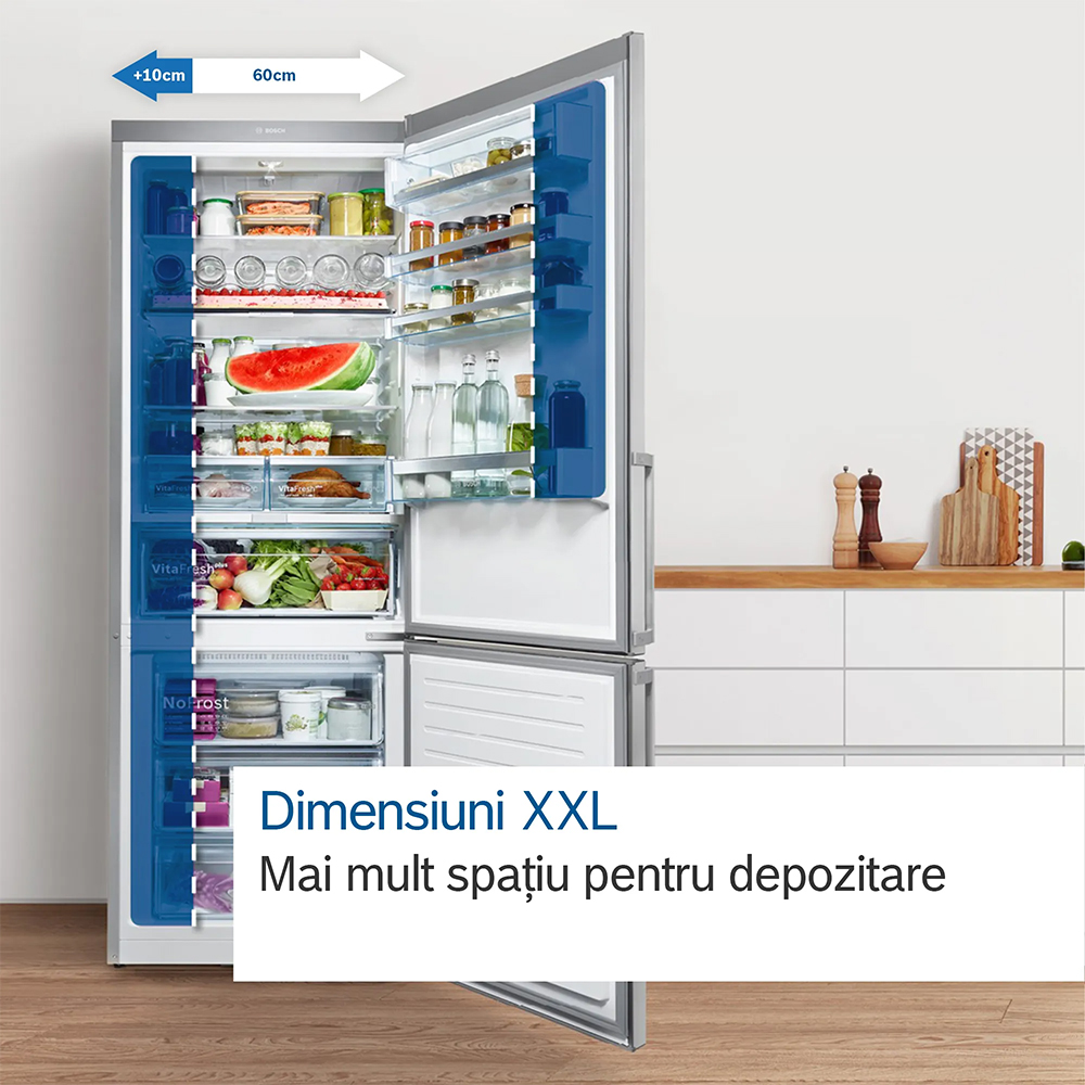 Combina frigorifica BOSCH KGN49AIBT, No Frost, 440 l, H 203 cm, Clasa B, inox