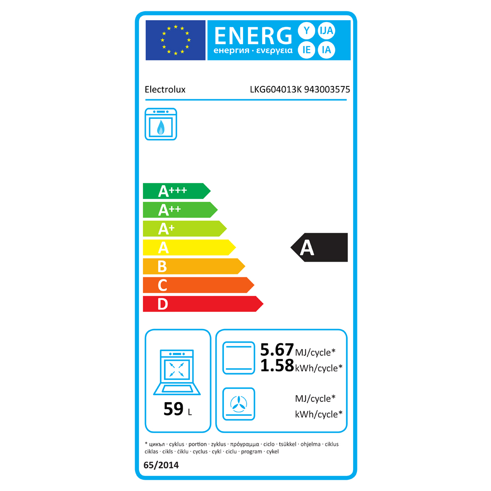 Aragaz ELECTROLUX LKG604013K, 4 arzatoare, Gaz, L 60 cm, Grill, Rotisor, negru