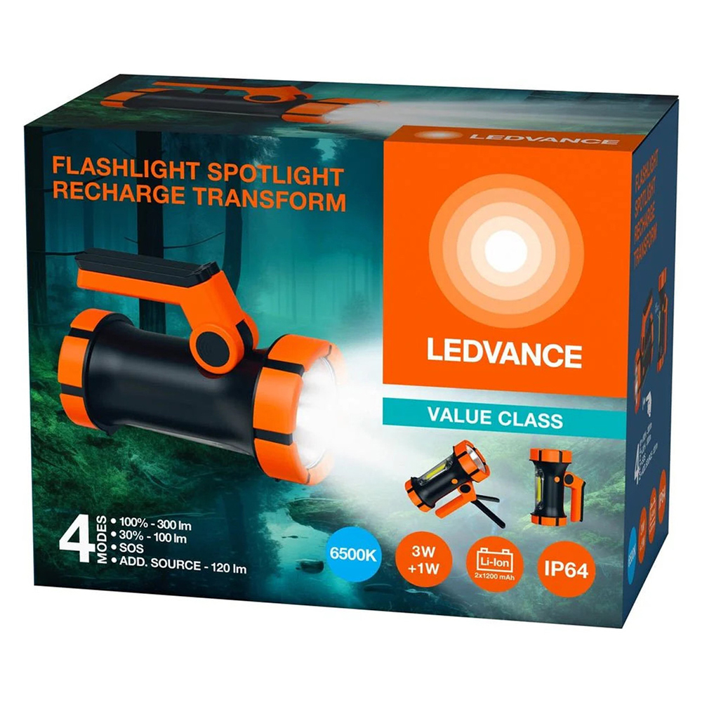 Lanterna LED LEDVANCE 4175763, 4W, 300 lm, 2x1200 mAh, IP64, negru