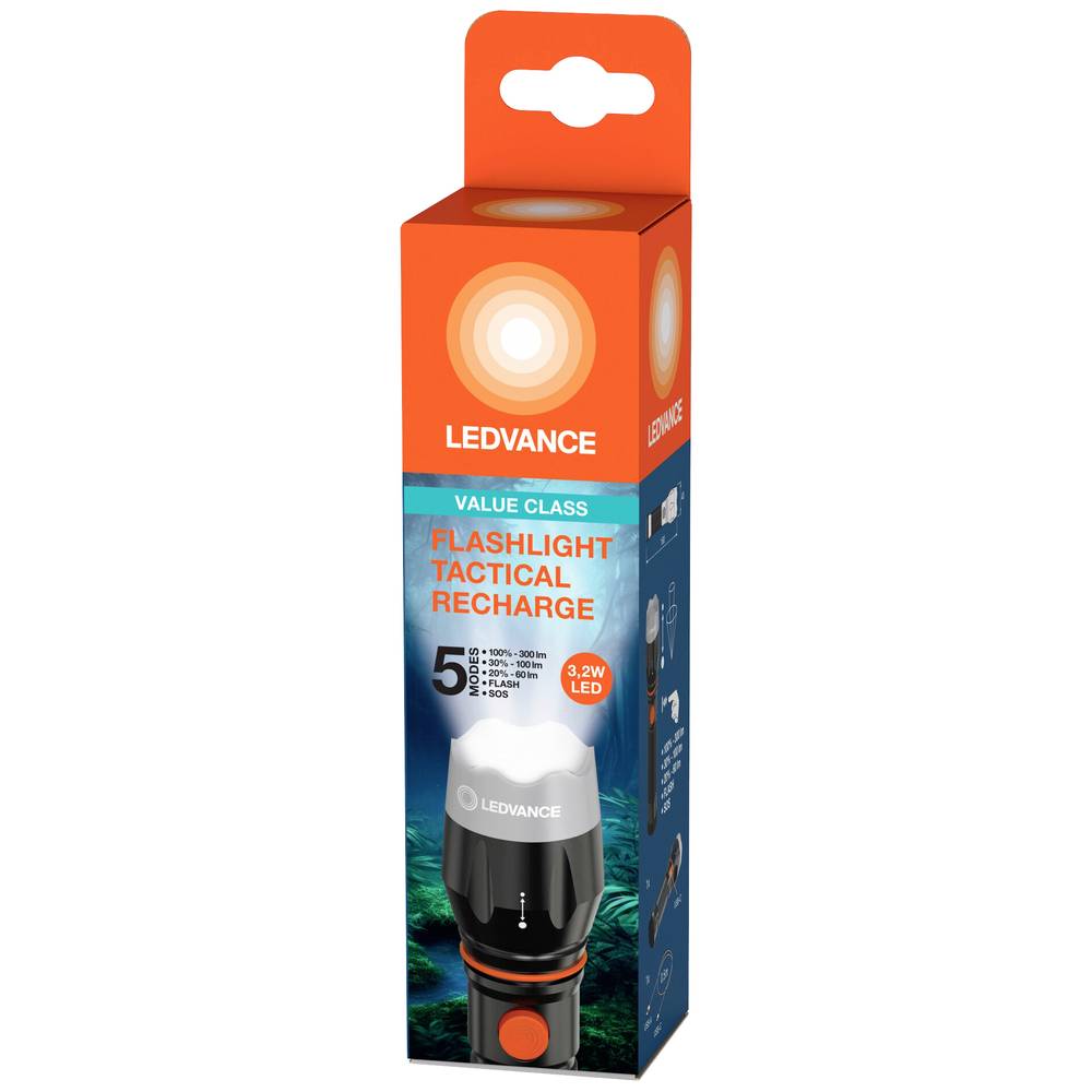 Lanterna LED de mana LEDVANCE 4175800, 3.2W, 300 m, acumulator 1500mAh, negru