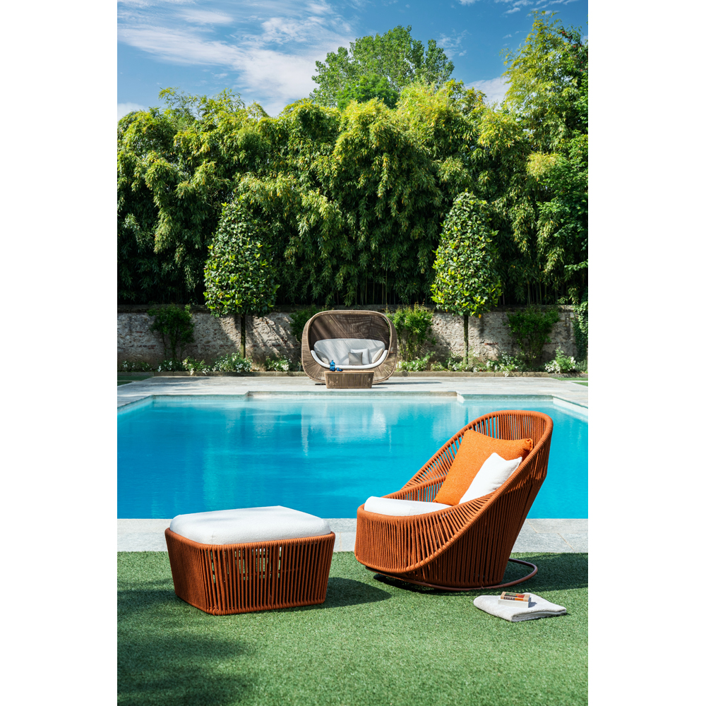 Fotoliu puf LIVINTWIST Belvedere, textil, 84 x 84 x 46 cm, portocaliu