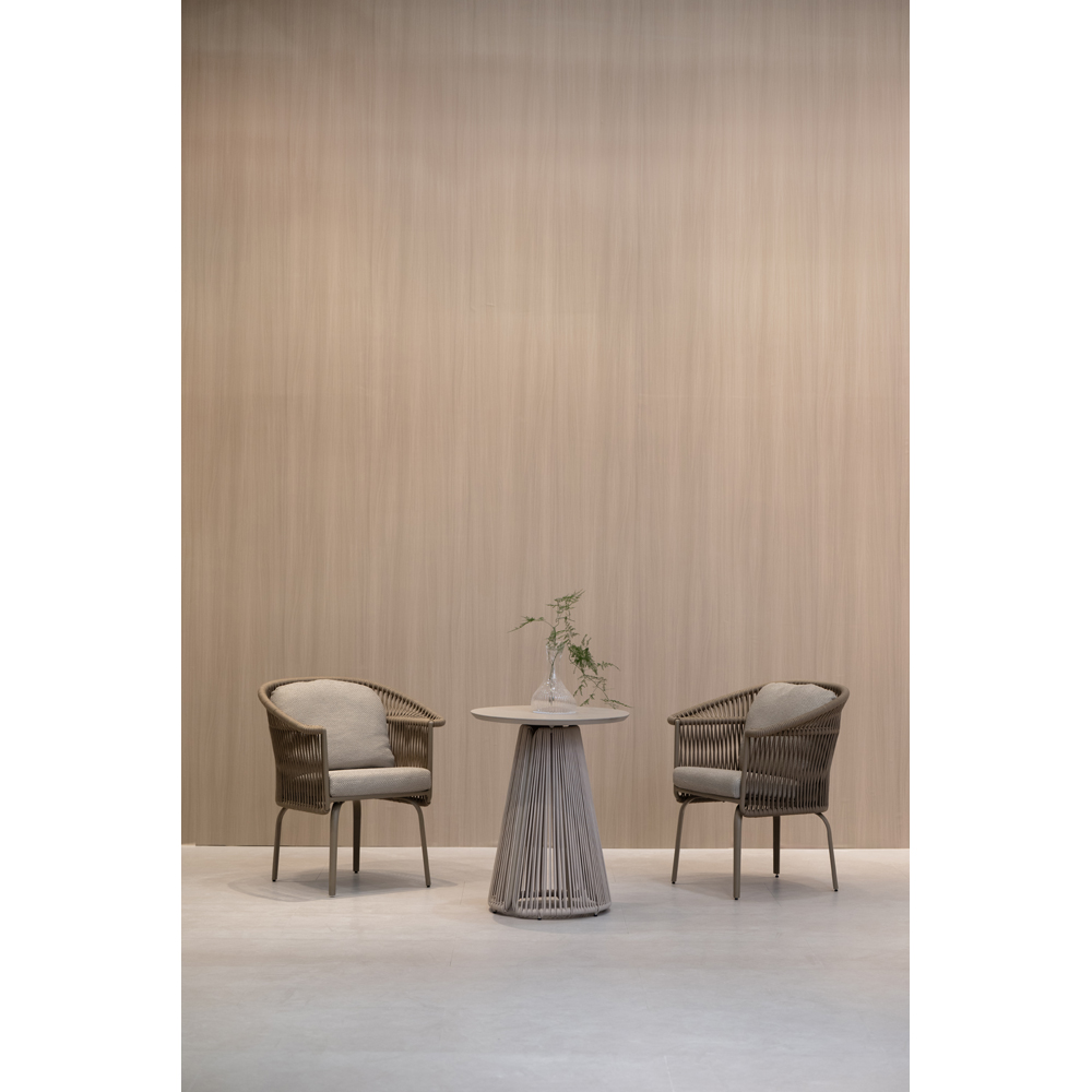 Scaun terasa LIVINTWIST Crown, aluminiu, 65.7 x 57.2 x 83.5 cm, taupe