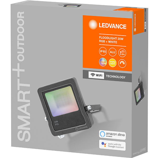 Proiector LED Smart LEDVANCE FLOOD, 20W, 1260 lumeni, RGB, gri inchis