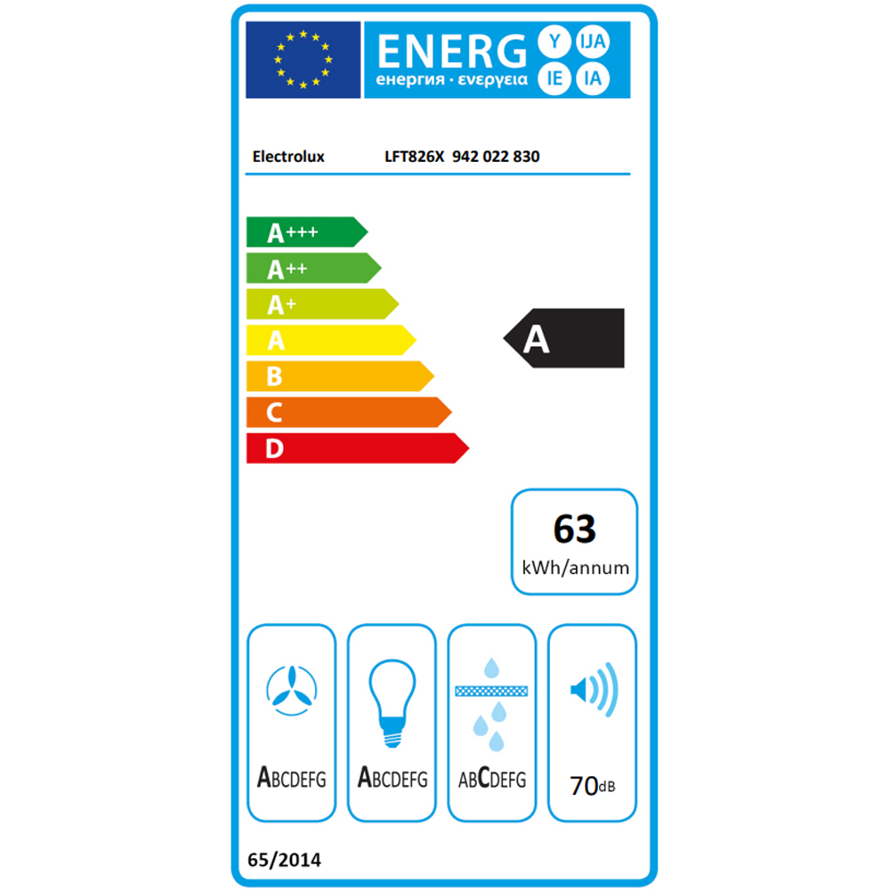 Hota decorativa ELECTROLUX LFT826X, 1 motor, 730 m3/h, L 60 cm, inox