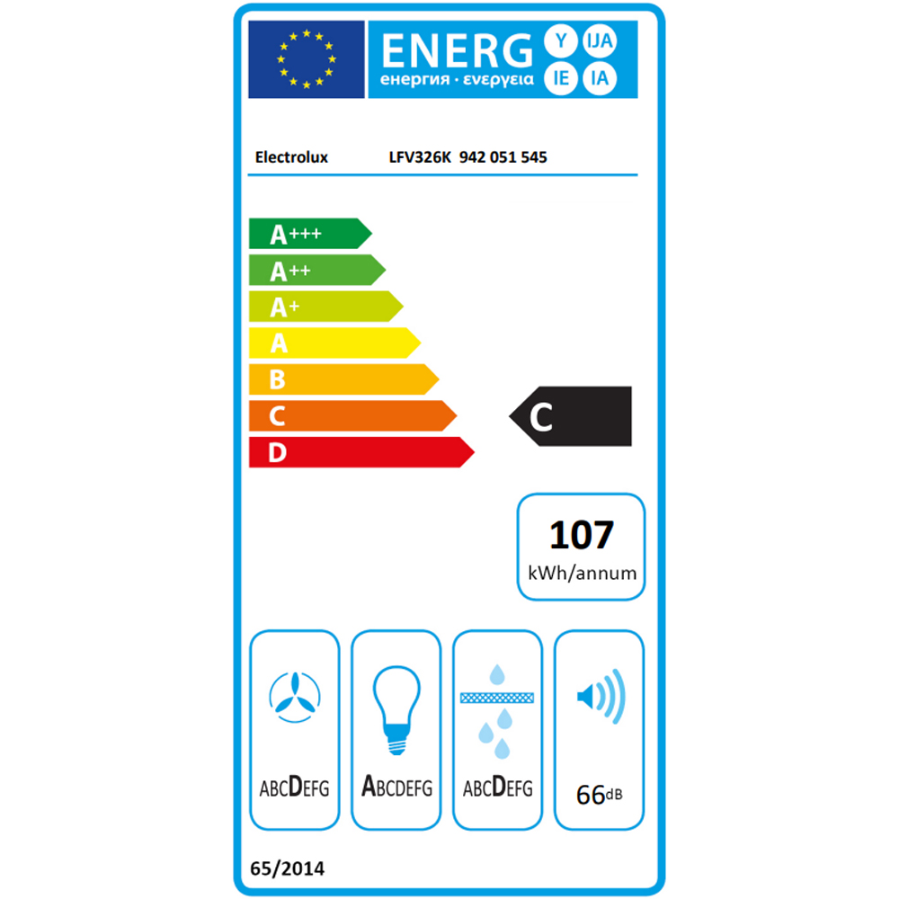 Hota decorativa ELECTROLUX LFV326K, 1 motor, 600 m3/h, L 60 cm, negru