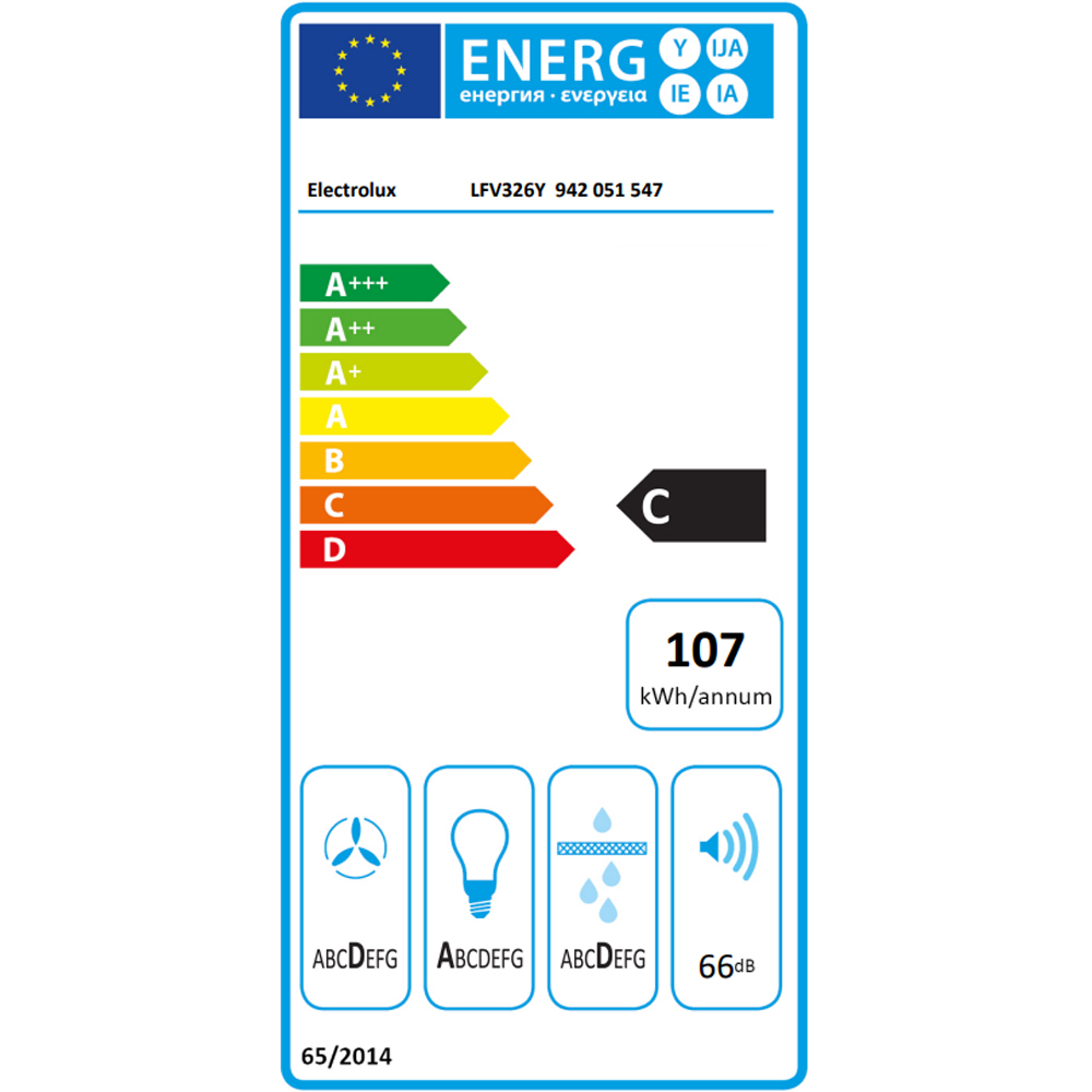 Hota decorativa ELECTROLUX LFV326Y, 1 motor, 600 m3/h, L 60 cm, negru