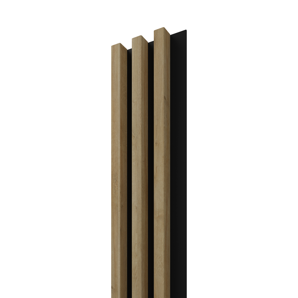 Panou riflaj decorativ, 265 x 15 x 3 cm, MDF, slim stejar negru Linea