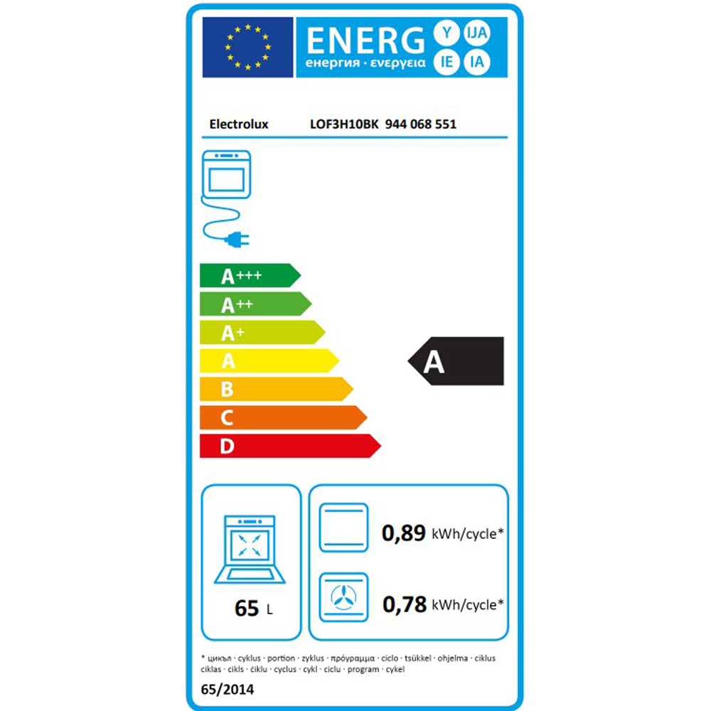Cuptor incorporabil ELECTROLUX SurroundCook LOF3H10BK, Electric, 65 l, Clasa A, negru