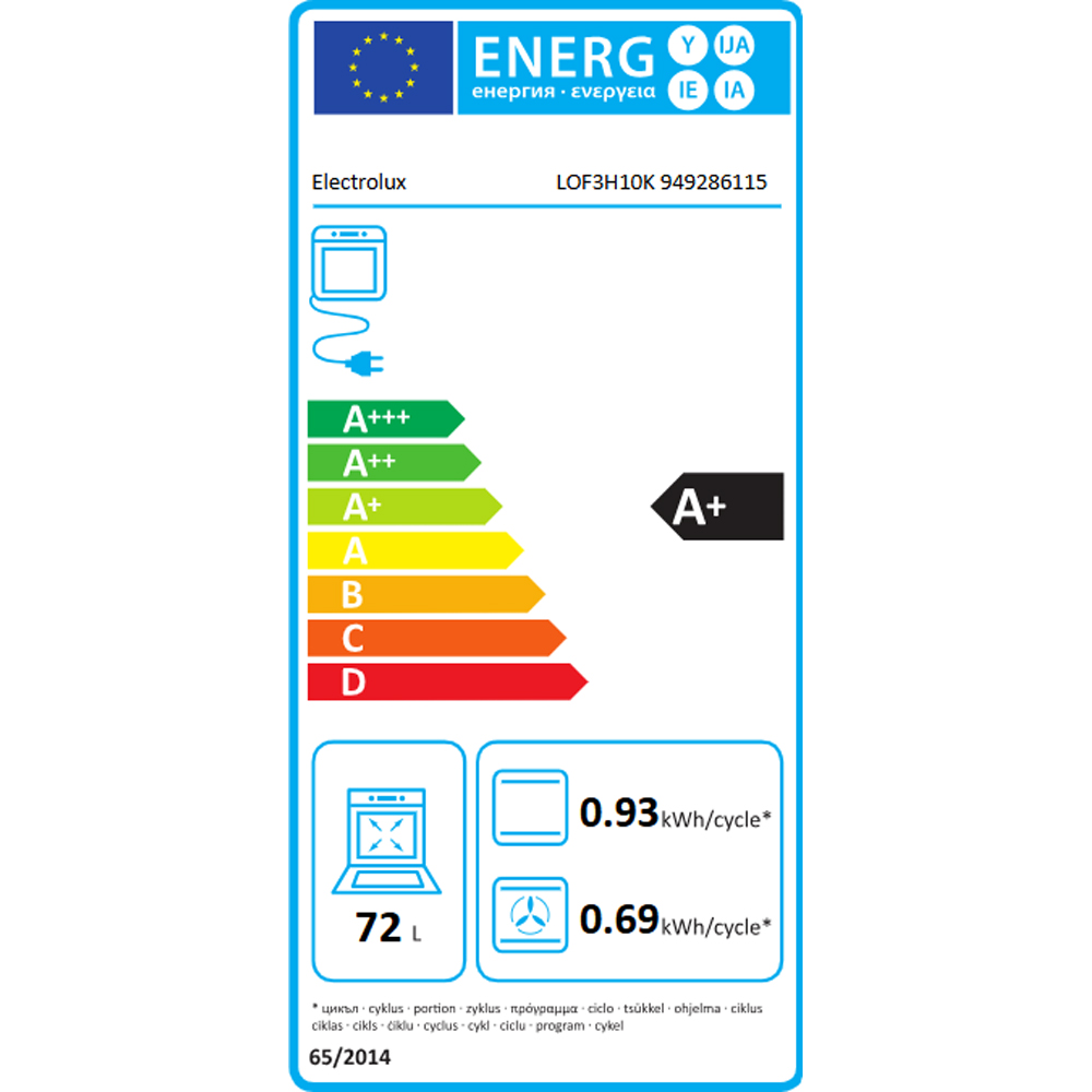 Cuptor incorporabil ELECTROLUX SurroundCook LOF3H10K, Electric, 72 l, Clasa A+, negru