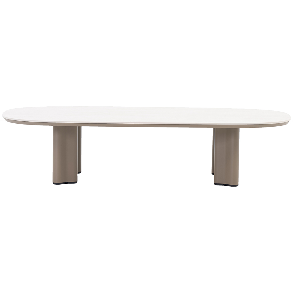 Masa terasa LIVINTWIST Scroll, aluminiu, 150 x 75 x 34 cm, taupe