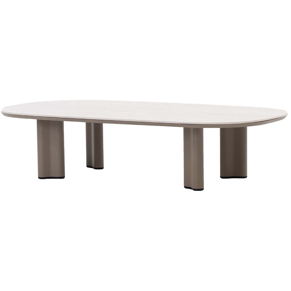 Masa terasa LIVINTWIST Scroll, aluminiu, 150 x 75 x 34 cm, taupe