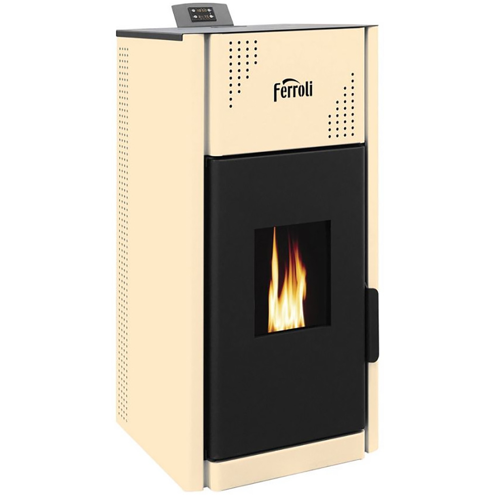 Termosemineu pe peleti FERROLI Mirano Pellet Pro 12, 12 kW, 53.5 x 60 x 105 cm, bej