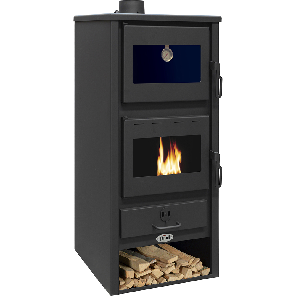Semineu combustibil solid FERROLI Treviso C, 10.6 kW, 51 x 46 x 106 cm, antracit