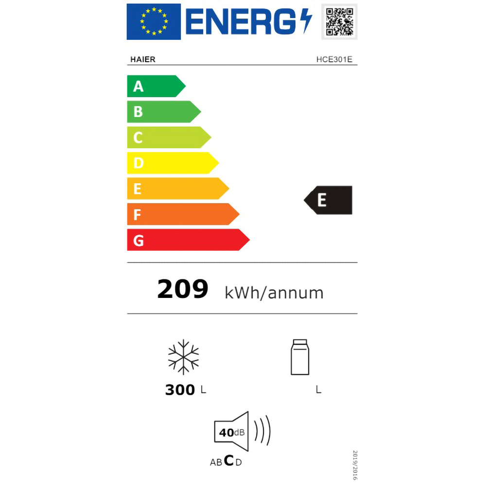 Lada frigorifica HAIER HCE301E, 300 l, H 85 cm, Clasa E, alb