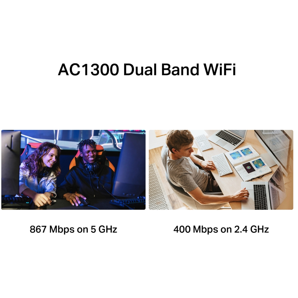 Adaptor USB Wireless MERCUSYS MA30H High-Gain AC1300, Dual Band 400 + 867 Mbps, negru