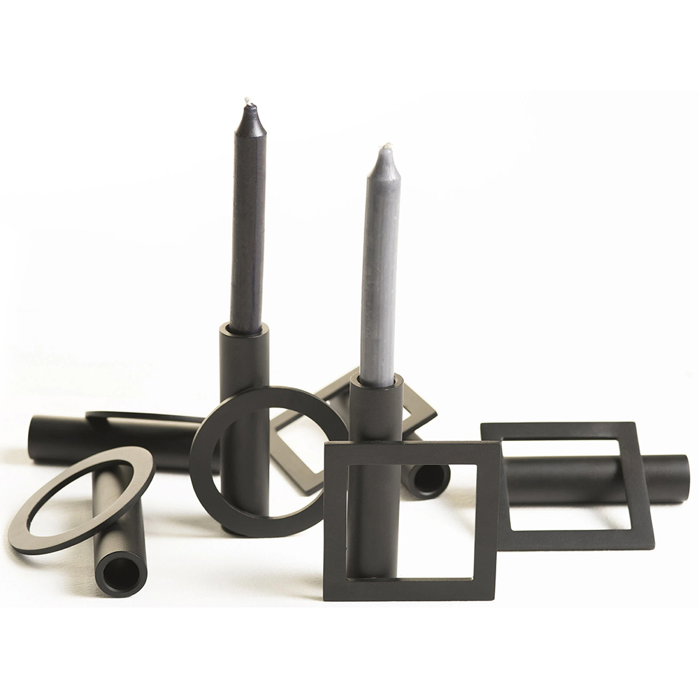 Suport lumanare Morf Square 13.8 x 4 x 15.2 cm, negru