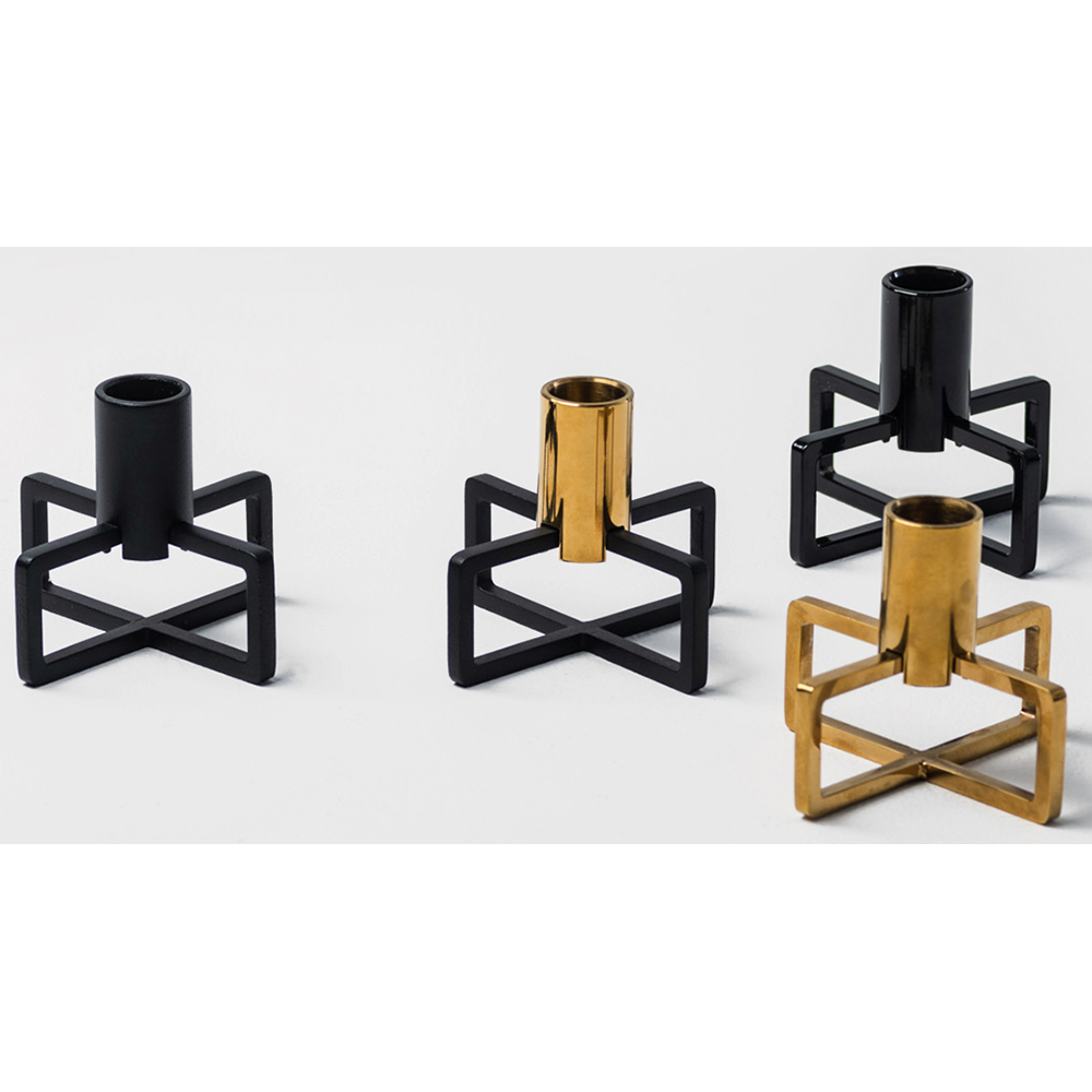 Suport lumanare Cross, 9.9 x 7.6 x 9.9 cm, negru