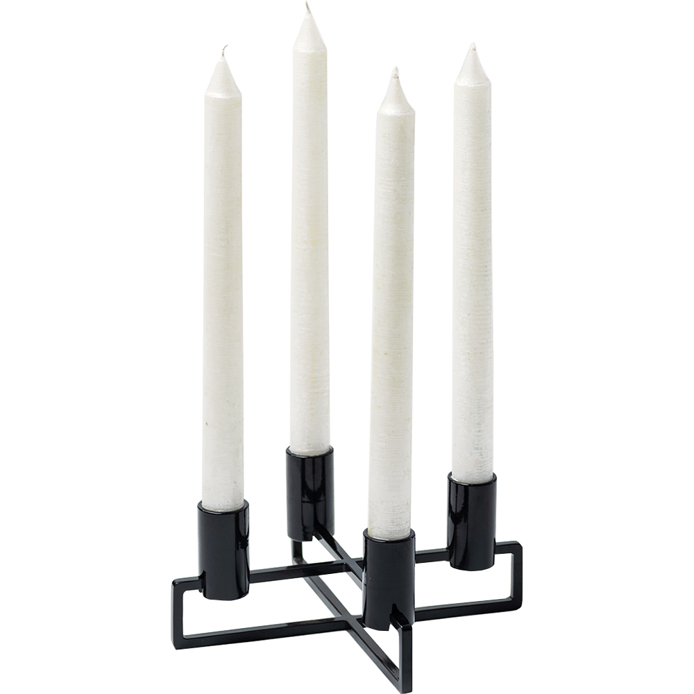 Suport lumanare Cross, 20 x 20 x 7.7 cm, negru